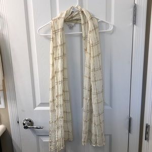 Chico’s scarf beige brown approximate size 22” wide and 69” long